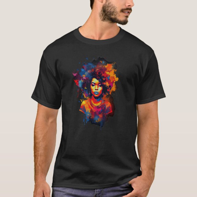 T-shirt African American  Natural Black Hair Beauty Art (Devant)