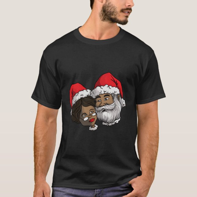 T-shirt African American Père Noël Black Mme Claus African (Devant)