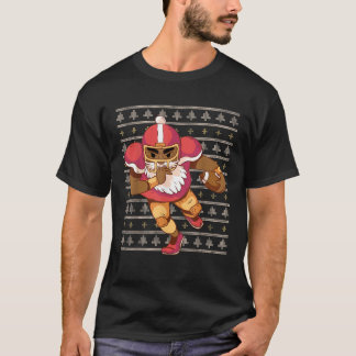 T-shirt African American Père Noël jouant au football Blac
