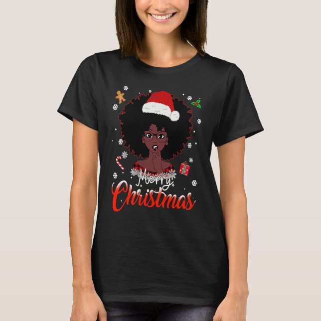 T-shirt African American Pyjamas Melanin Christmas Santa H (Devant)