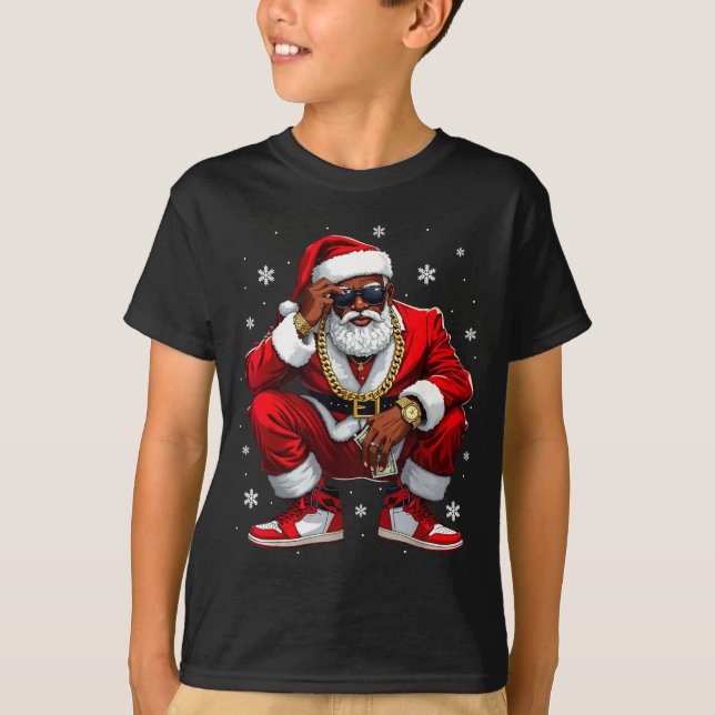 T-shirt African American Santa Christmas Black Xmas Women  (Devant)