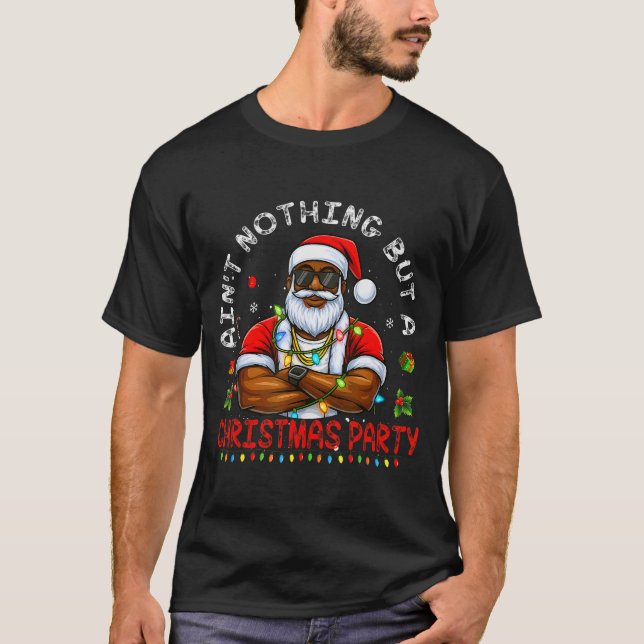 T-shirt African American Santa Claus Christmas Pajama Menw (Devant)