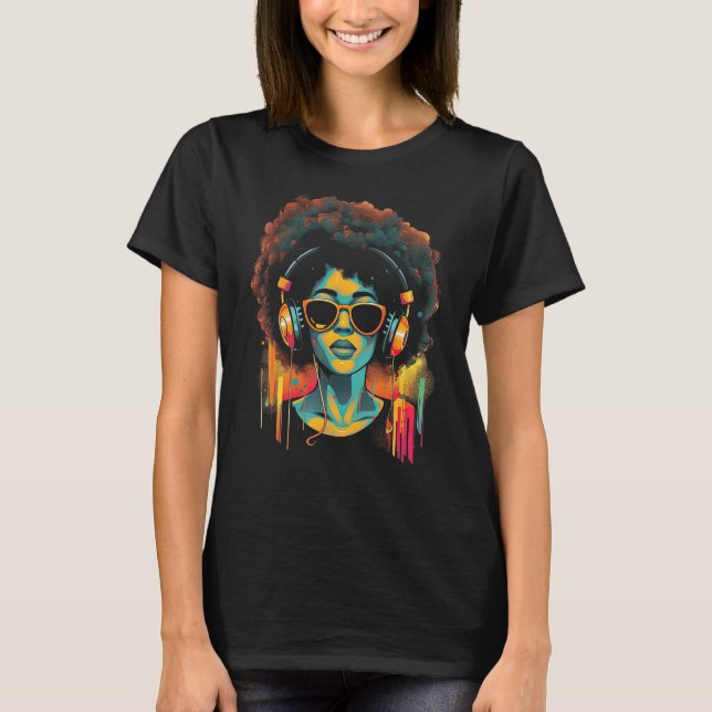 T-shirt African American Woman Black Girl Music Graffiti G (Devant)