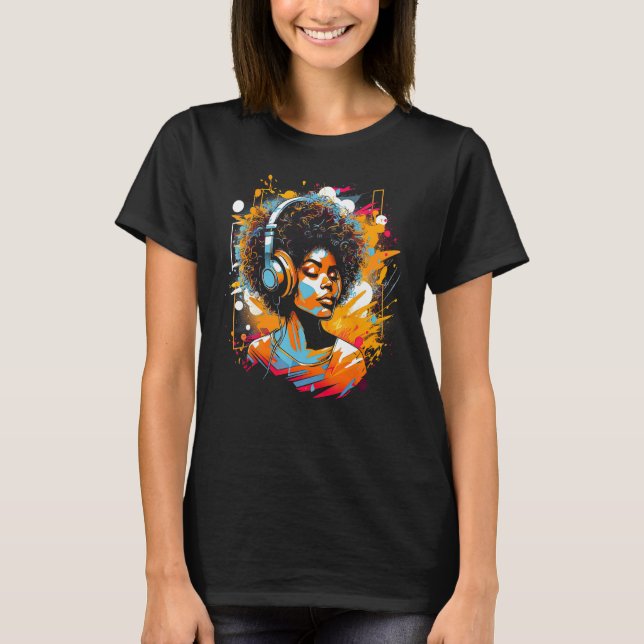 T-shirt African American Woman Black Girl Music Graffiti G (Devant)
