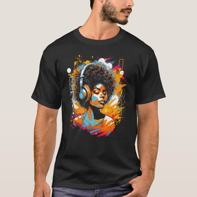 T-shirt African American Woman Black Girl Music Graffiti G (Devant)