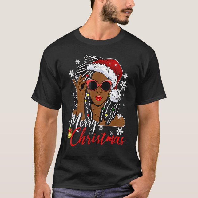T-shirt African Black Girl Christmas Santa Claus Merry Chr (Devant)
