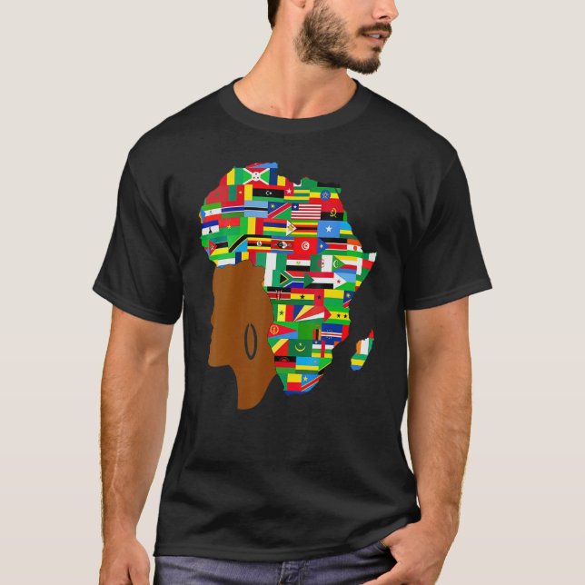 T-shirt African Black Queen Map Of Africa Black History (Devant)