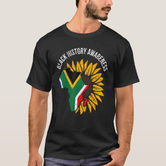T-shirt African Flag Flower Cool Black History Awareness M