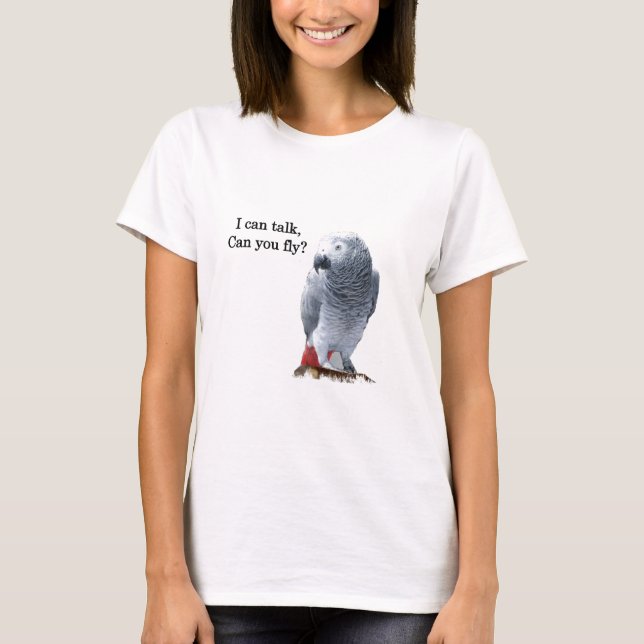 T-shirt African Grey Je peux parler, peux-tu voler ? (Devant)