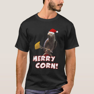 T-shirt African Grey Parrot Noël Joyeux Maïs Manches Longu