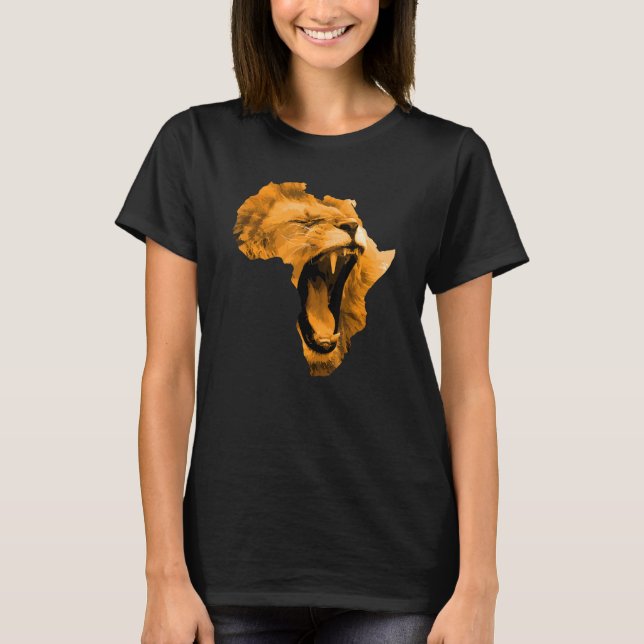 T-shirt African Lion Roaring Safari Culture Africa Map (Devant)