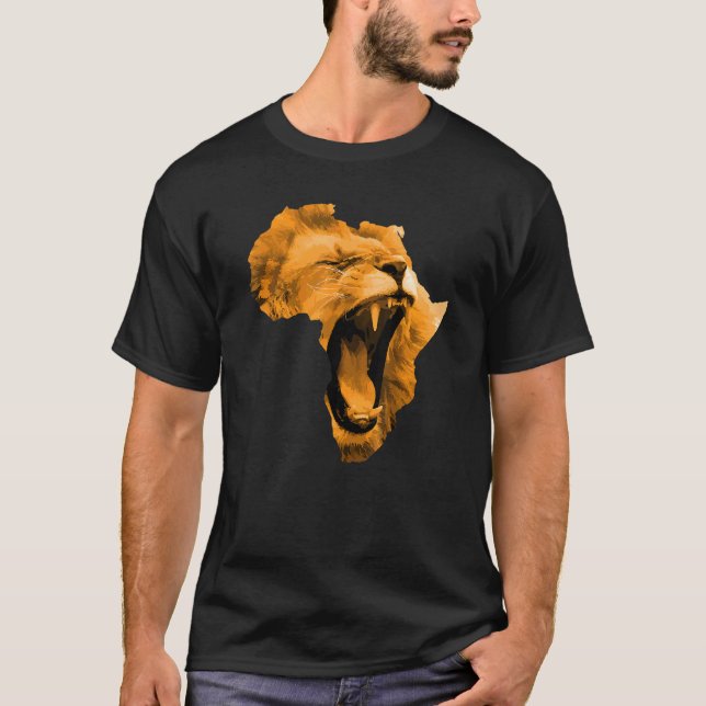 T-shirt African Lion Roaring Safari Culture Africa Map (Devant)