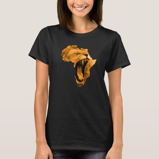 T-shirt African Lion Roaring Safari Culture Africa Map  1 (Devant)