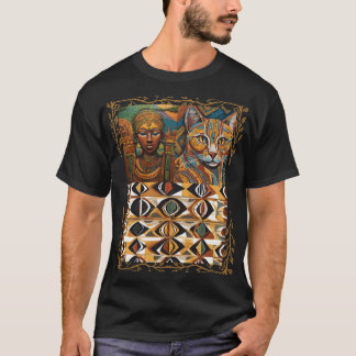 T-shirt African Queen & Cat Geometric Tribal Art Tee