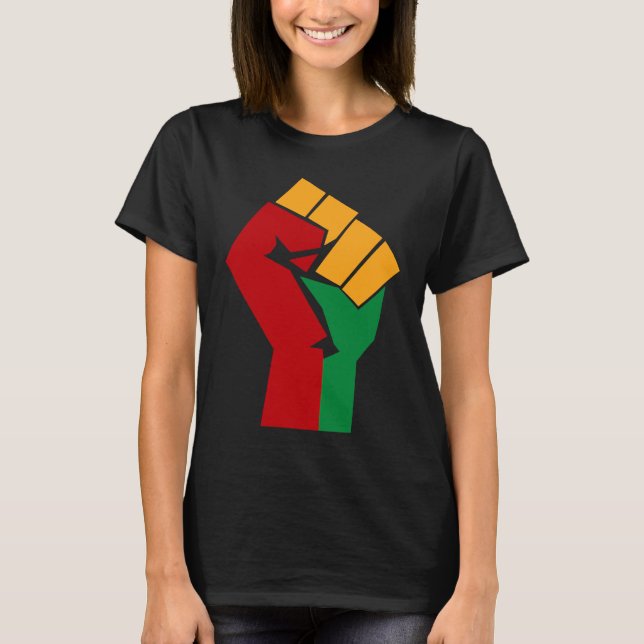 T-shirt African Rising Hand Fist Black History Month BLM A (Devant)
