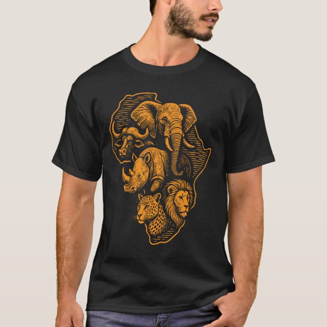 T-shirt African Safari Adventure Big 5 Savannah Park Lion (Devant)