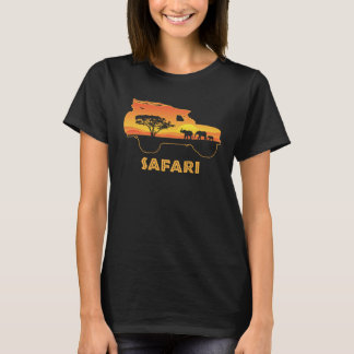 T-shirt African Safari Park Vehicle Elephant Family Vintag