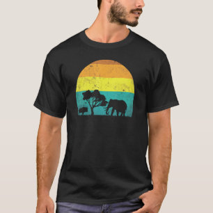 T-shirt African Safari Retro Vintage Sunset Elephant Et R