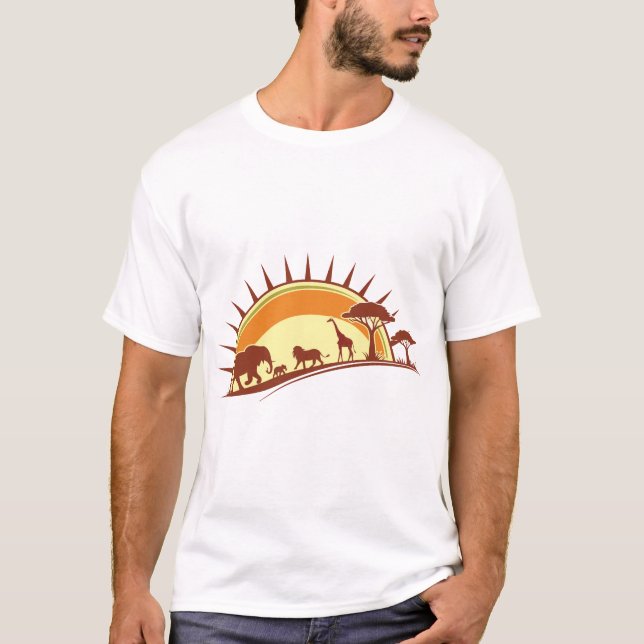 T-shirt African Savanna Wildlife Silhouette Art (Devant)