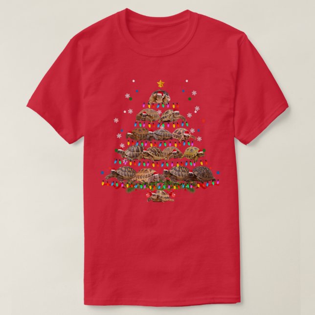T-shirt African Sulcata Tortoise Christmas Tree Funny (Design devant)