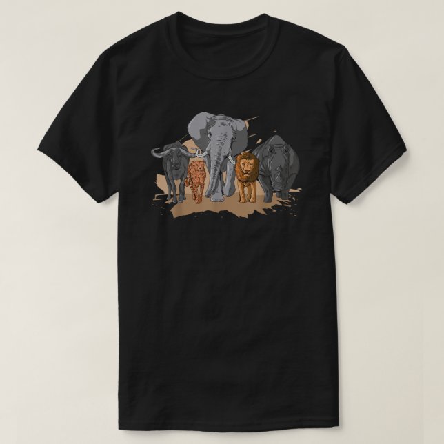 T-shirt Afrique Big Five Design Animal Africain Safari Ani (Design devant)