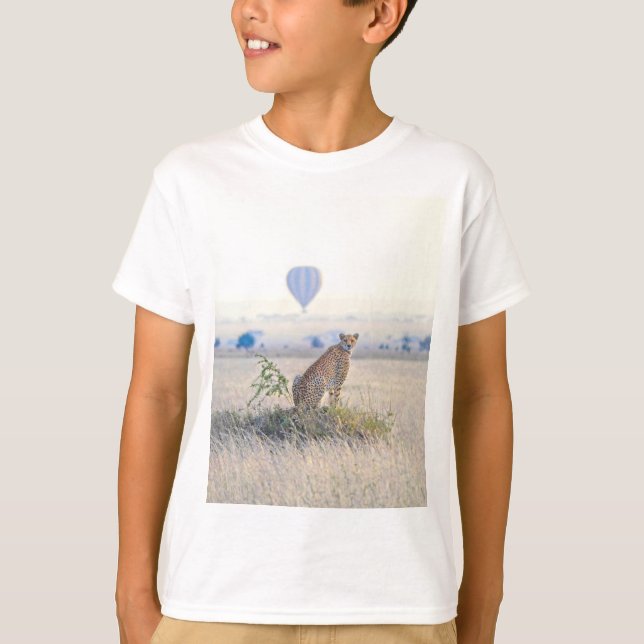 T-shirt Afrique - Cheetah et ballon à air chaud (Devant)