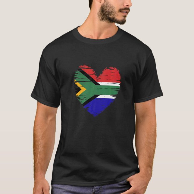 T-shirt Afrique du Sud Coeur Sud-Africaine Flag Pride (Devant)