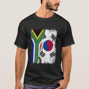 T-shirt Afrique du Sud Corée du Sud Drapeau en demi Afriqu