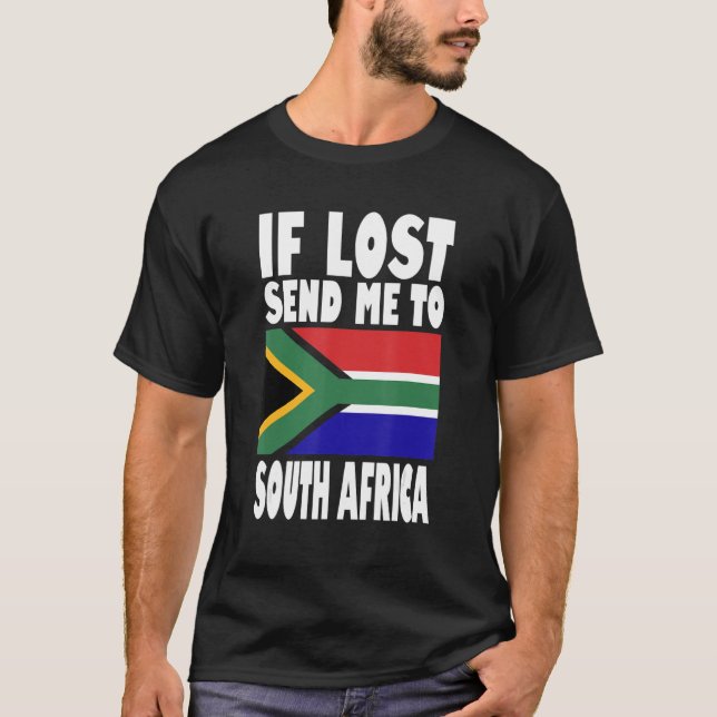 T-shirt Afrique du Sud Drapeau design Si perdu envoyez-moi (Devant)