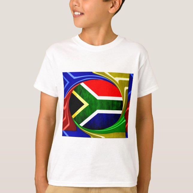 T-shirt Afrique du Sud Drapeau : Motif dynamique à balayag (Devant)