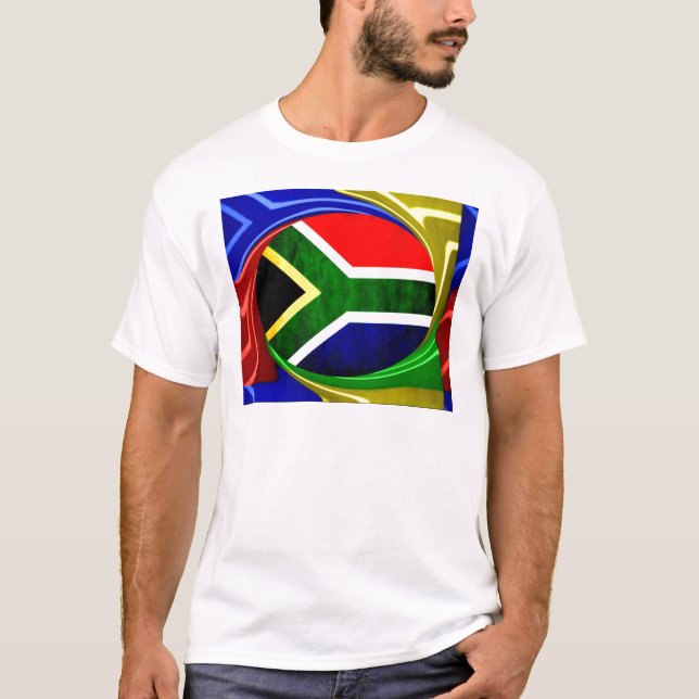 T-shirt Afrique du Sud Drapeau : Motif dynamique à balayag (Devant)
