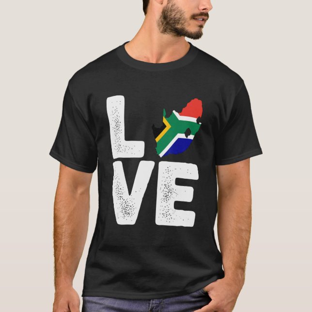T-shirt Afrique du Sud Love Pride drapeau Carte Black Hist (Devant)