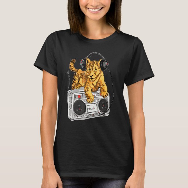 T-shirt Afrique Lion Cub Boombox Blaster Hip hop Par Zamir (Devant)