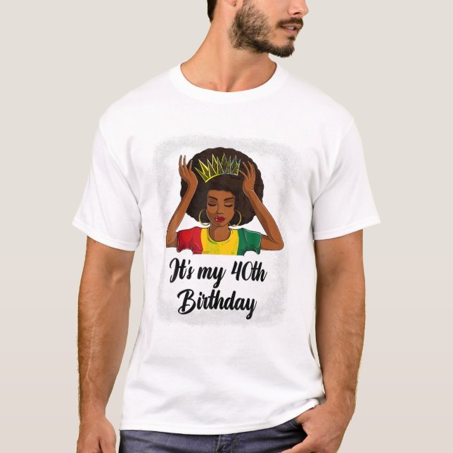 T-shirt Afro 40th Birthday (Devant)