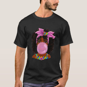 T-shirt Afro-Africaine Américaine Noire Femme Ruban Autism