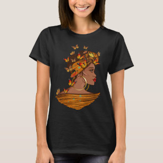T-shirt Afro African Woman Butterflies Black Queen History
