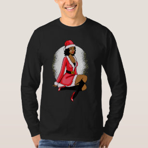 T-shirt Afro-Américain Mme Claus Black Christmas Graphic