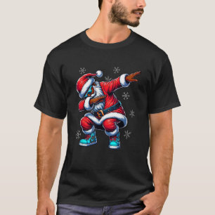 T-shirt Afro-américain Noël Dabbing Afro Père Noël Clau