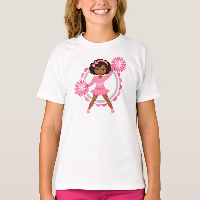 T-shirt Afro-Américain Pom-pom girl rose - Cute Cheval (Devant)