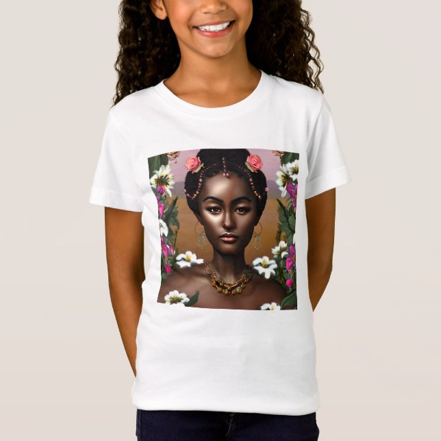 T-Shirt Afro-Américaine Beauté IA Art (Devant)