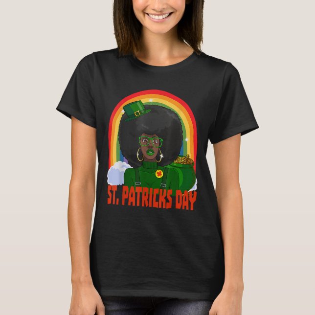 T-shirt Afro-Américaine Leprechaun St. Patrick's D (Devant)