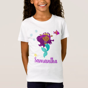 T-Shirt Afro-Américaine personnalisée Sirène mignonne