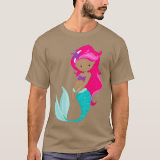 T-shirt Afro-Américaine Sirène Pink Hat Starfish