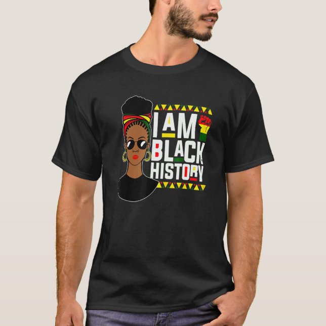 T-shirt Afro American Afrocentric I Am Black History Month (Devant)