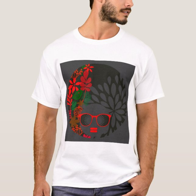 T-shirt Afro Diva Rouge Vert Ardoise Noir (Devant)