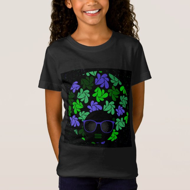 T-Shirt Afro Diva Vert & Bleu (Devant)