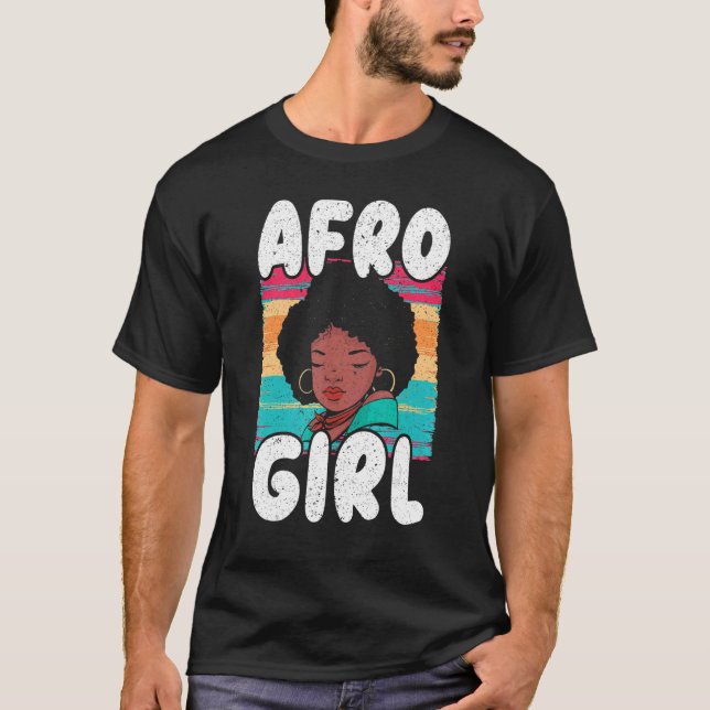 T-shirt Afro Girl Afrocentric Black Pride Afro Hair (Devant)