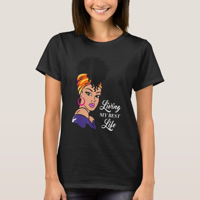 T-shirt Afro Lady femme Noir (Devant)