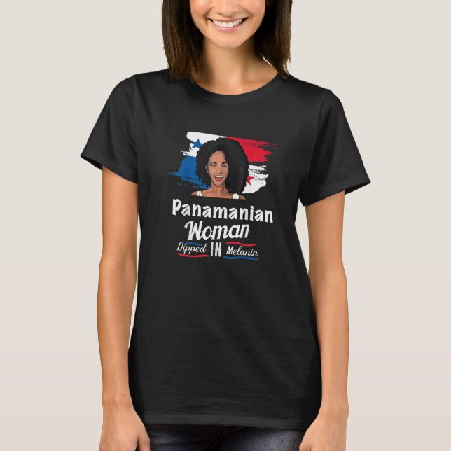 T-shirt afro latina panama  women dipped in melanin Black (Devant)
