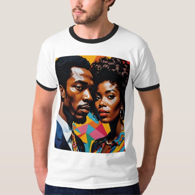 T-shirt Afro Love Retro Power Couple (Devant)